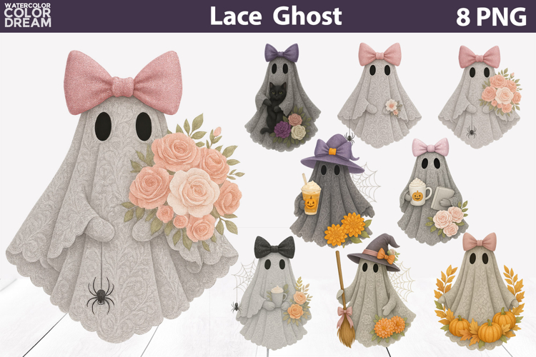 Halloween Ghost Lace Floral Bundle | Ghost Bow Coquette