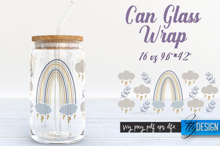 Can Glass Wrap Rainbow SVG | Rainbow SVG Design | Template