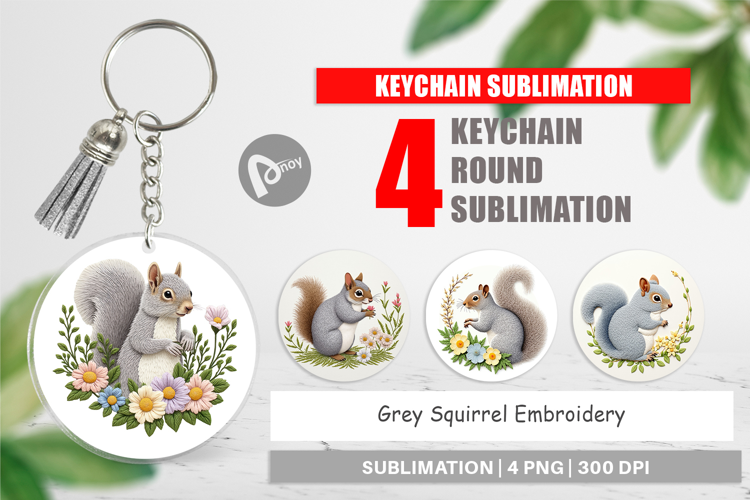 Keychain Grey Squirrel