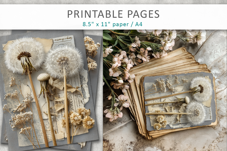 vintage botanical junk journal pages