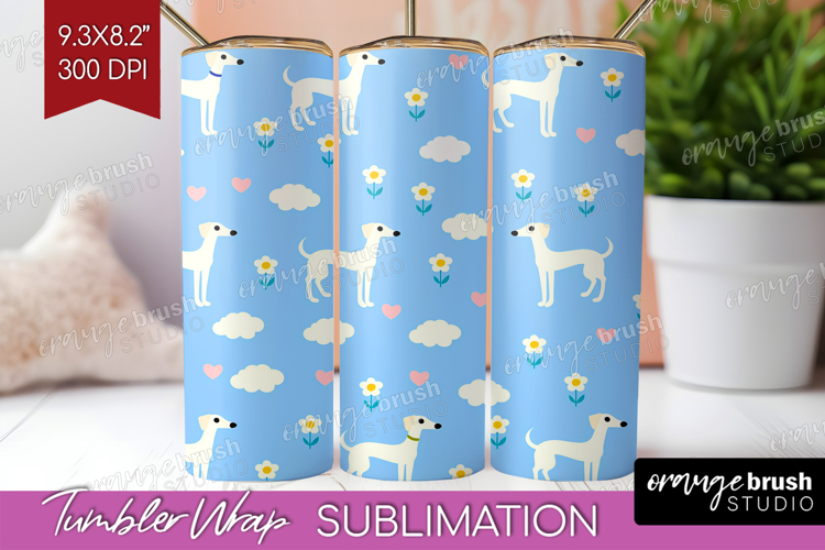 Greyhound Dog Tumbler Wrap Cute Chibi Puppy Tumbler PNG
