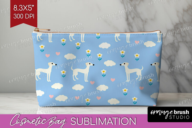 Greyhound Dog Cosmetic Bag Cute Chibi Puppy Makeup Bag PNG example image 1