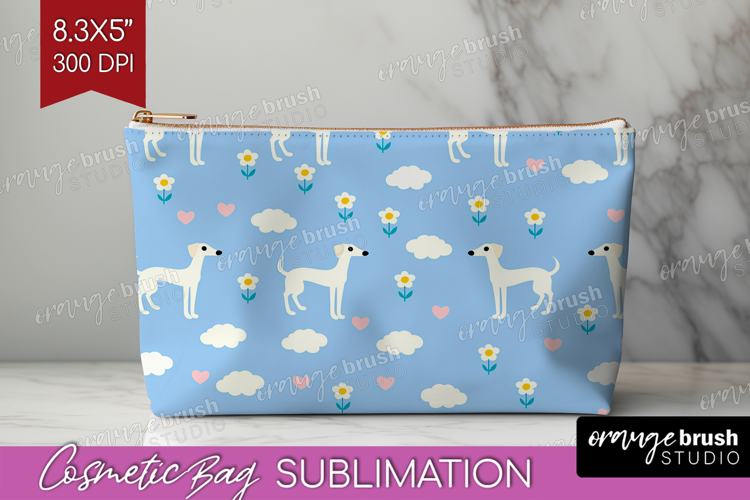 Greyhound Dog Cosmetic Bag Cute Chibi Puppy Makeup Bag PNG