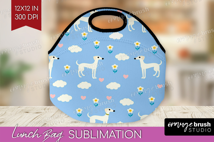 Greyhound Dog Lunch Bag Cute Chibi Puppy Lunch Bug PNG