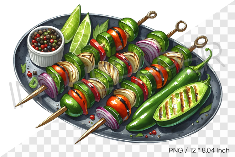 Grilled Jalapeno Skewers PNG Spicy Vegetable Food Clipart