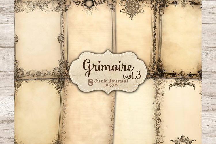 Grimoire Junk Journal Paper, Vintage Ephemera, GlamArtZhanna, Esoteric Diary, Frame Collage Pages, Witch Aesthetic, Blank Junk Journal, Journal Card Bundle, Book Diary Paper, Journal Printable Set