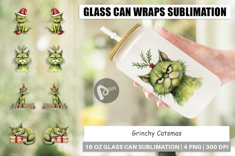 Glass Can Grinchy Catsmas