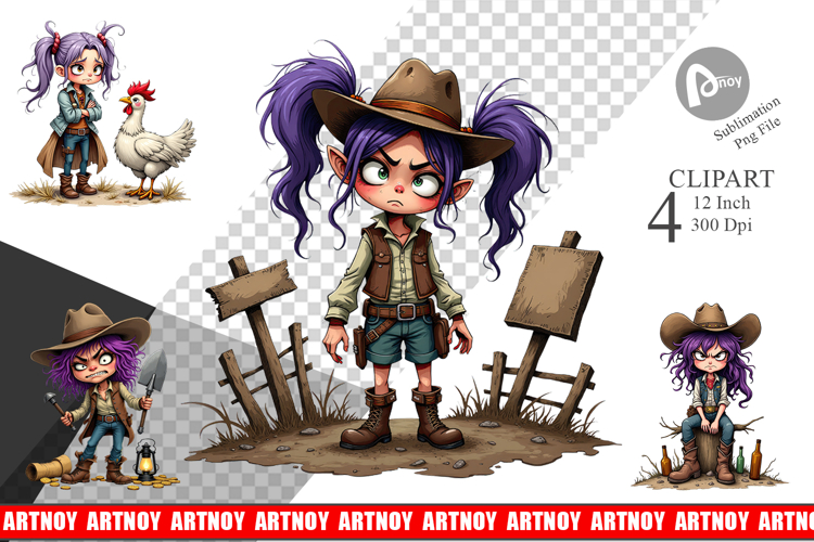 Cowgirl Chaos Clipart