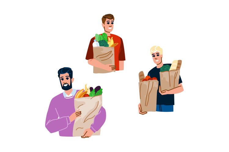 tote grocery bags man vector