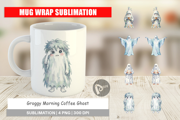 Groggy Morning Coffee Ghost Mug Wrap