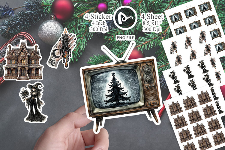 Groovy 70s Occult Gothmas Sticker example image 1