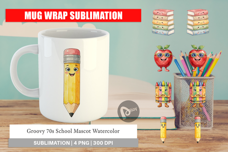 Groovy 70s School Mascot Mug Wrap