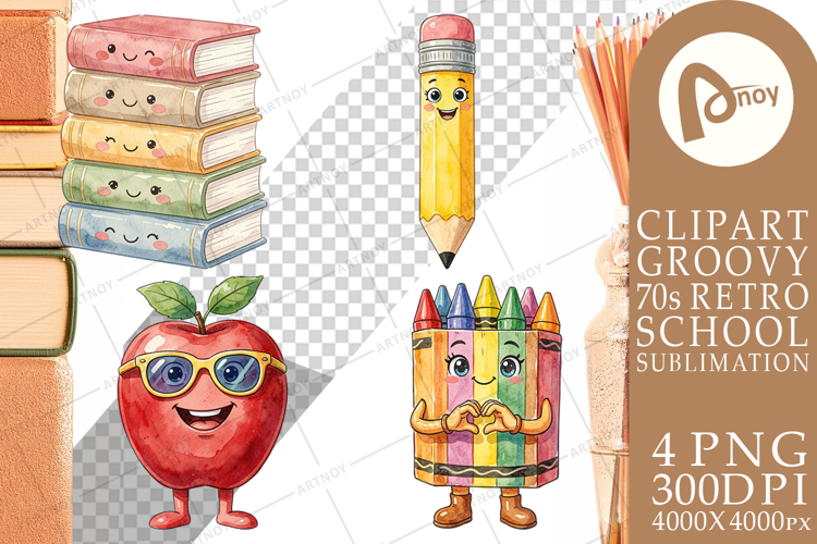 Groovy 70s School Mascot Sublimation