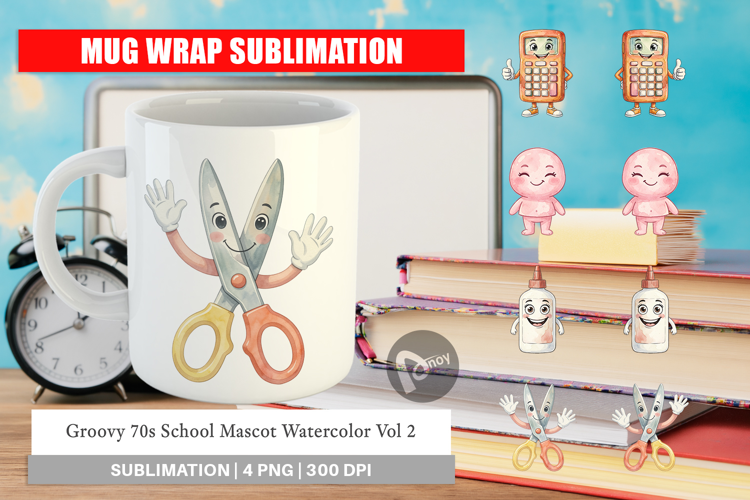 Groovy 70s School Mascot Mug Wrap