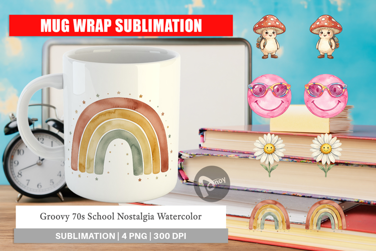 Groovy 70s School Nostalgia Mug Wrap
