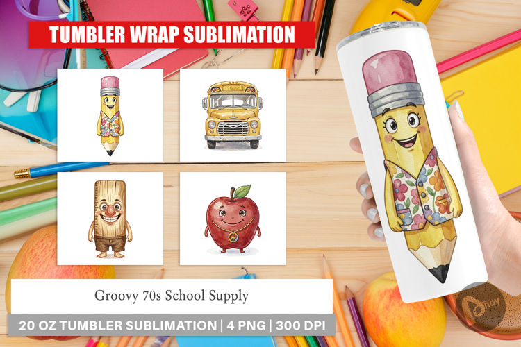 Groovy 70s School Supply Tumbler