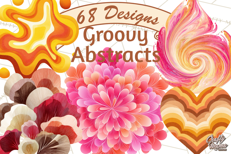 70s Abstract Shapes Clipart PNG Retro Psychedelic Elements