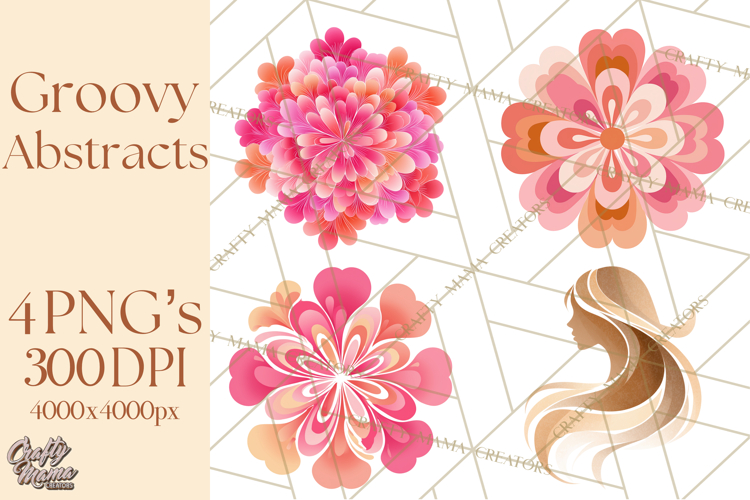 70s Abstract Shapes Clipart PNG Retro Psychedelic Elements