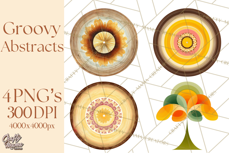 70s Abstract Shapes Clipart PNG Retro Psychedelic Elements