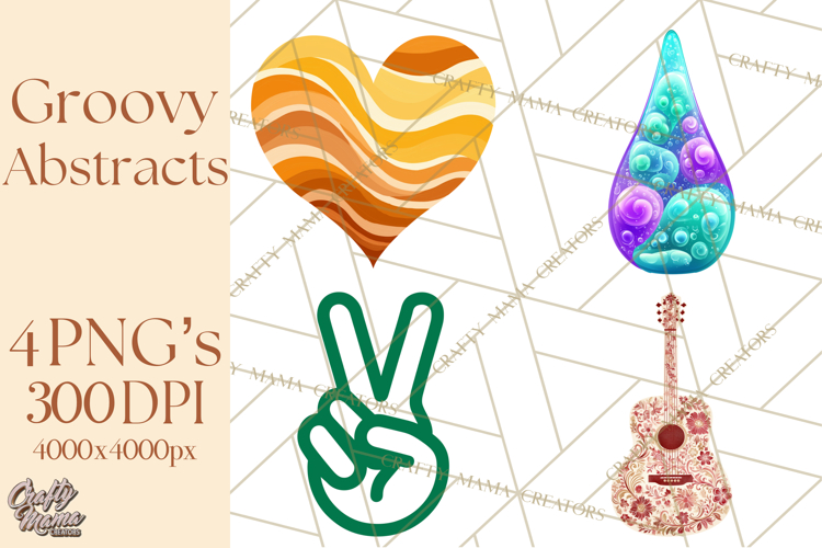 70s Abstract Shapes Clipart PNG Retro Psychedelic Elements