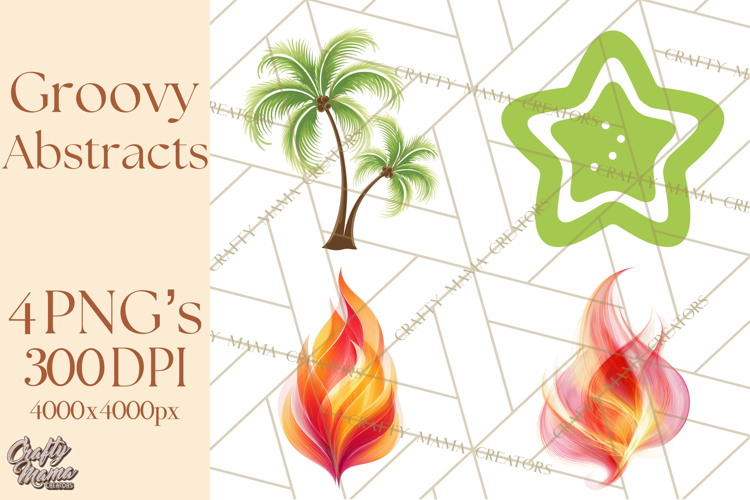 70s Abstract Shapes Clipart PNG Retro Psychedelic Elements