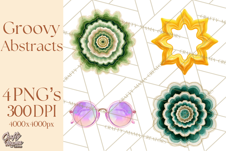 70s Abstract Shapes Clipart PNG Retro Psychedelic Elements