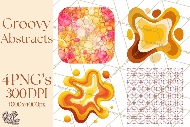 70s Abstract Shapes Clipart PNG Retro Psychedelic Elements
