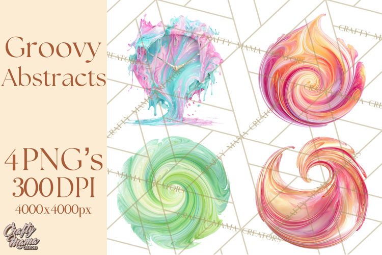 70s Abstract Shapes Clipart PNG Retro Psychedelic Elements