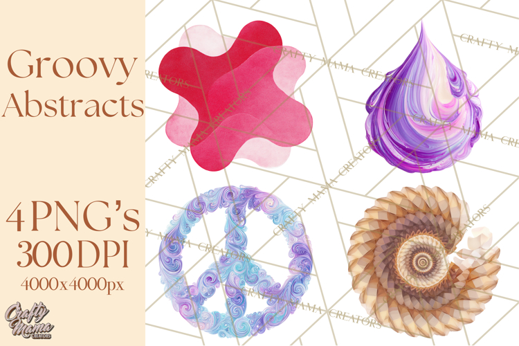 70s Abstract Shapes Clipart PNG Retro Psychedelic Elements