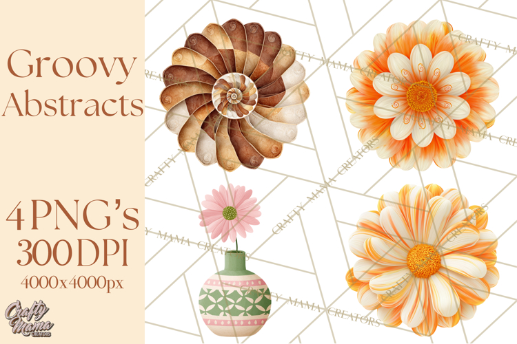 70s Abstract Shapes Clipart PNG Retro Psychedelic Elements