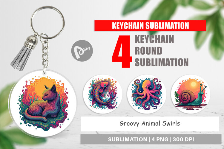 Keychain Groovy Animal Swirls example image 1