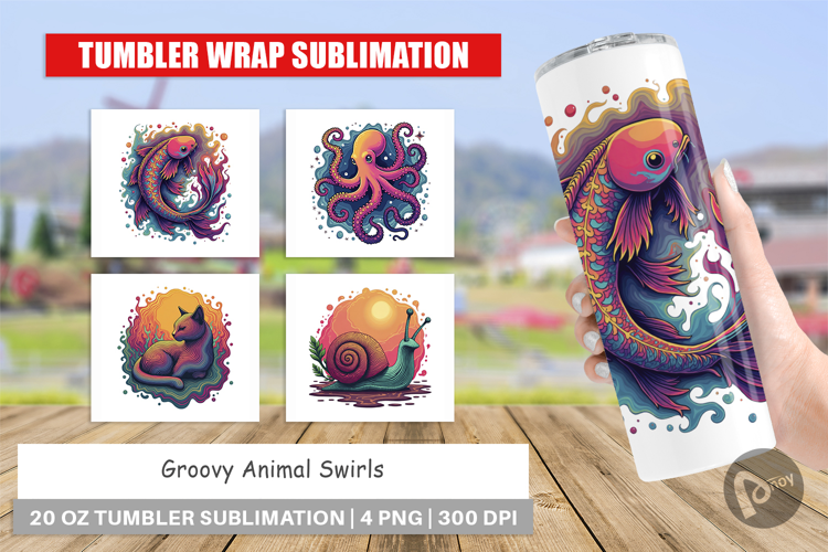 Tumbler Groovy Animal Swirls