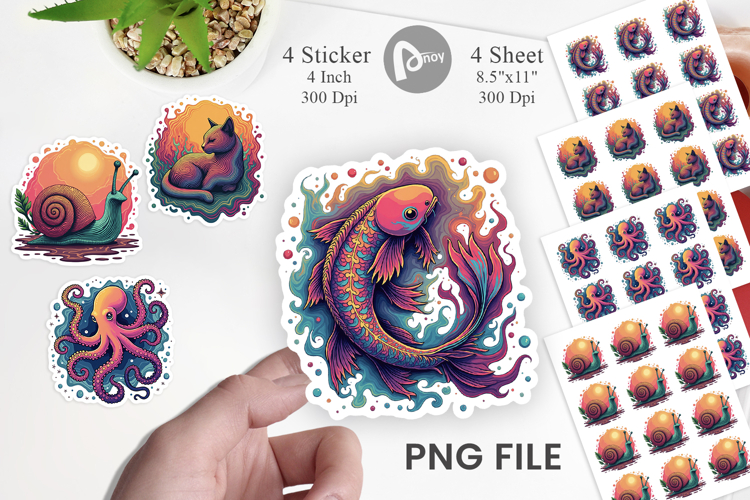 Groovy Animal Swirls Sticker