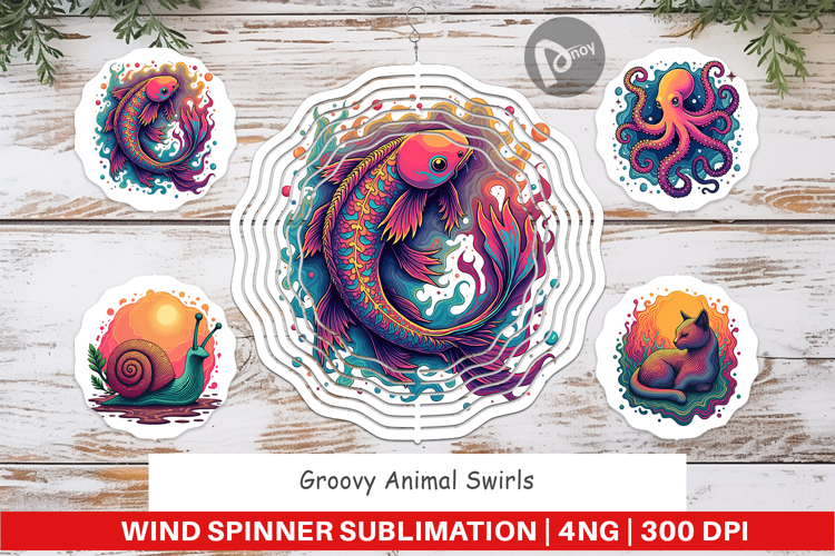 Wind Spinner Groovy Animal Swirls