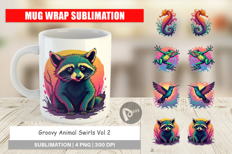 Mug Wrap Groovy Animal Swirls
