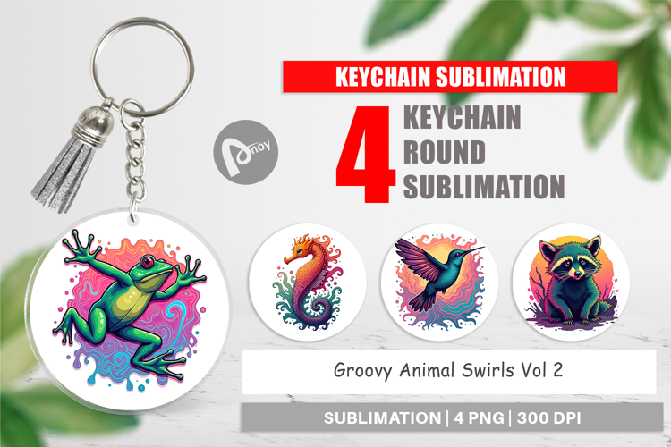 Keychain Groovy Animal Swirls