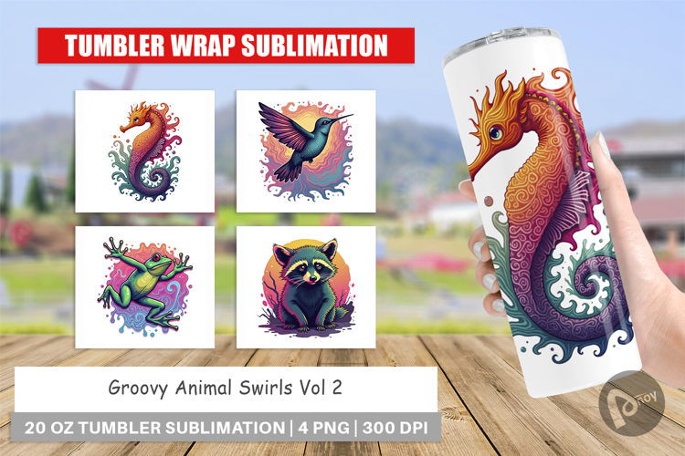 Tumbler Groovy Animal Swirls