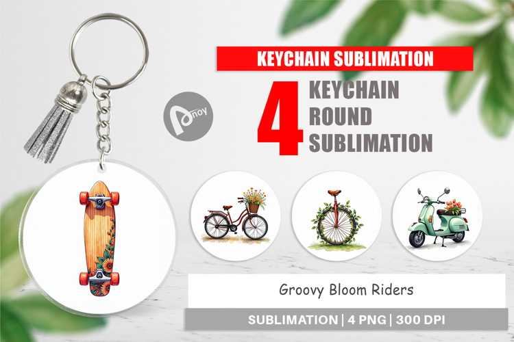 Groovy Bloom Riders 70s Keychain