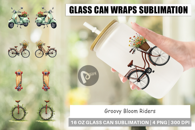 Groovy Bloom Riders 70s Glass Can