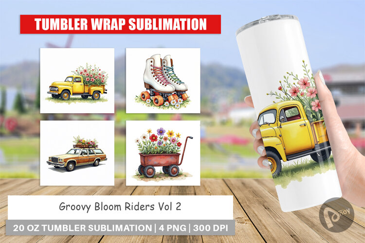 Groovy Bloom Riders 70s Tumbler example image 1