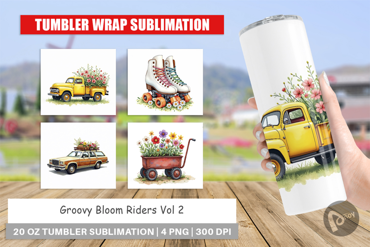 Groovy Bloom Riders 70s Tumbler