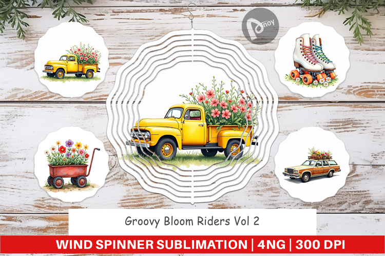 Groovy Bloom Riders 70s Wind Spinner