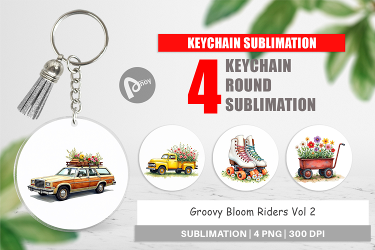 Groovy Bloom Riders 70s Keychain