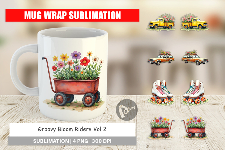 Groovy Bloom Riders 70s Mug Wrap