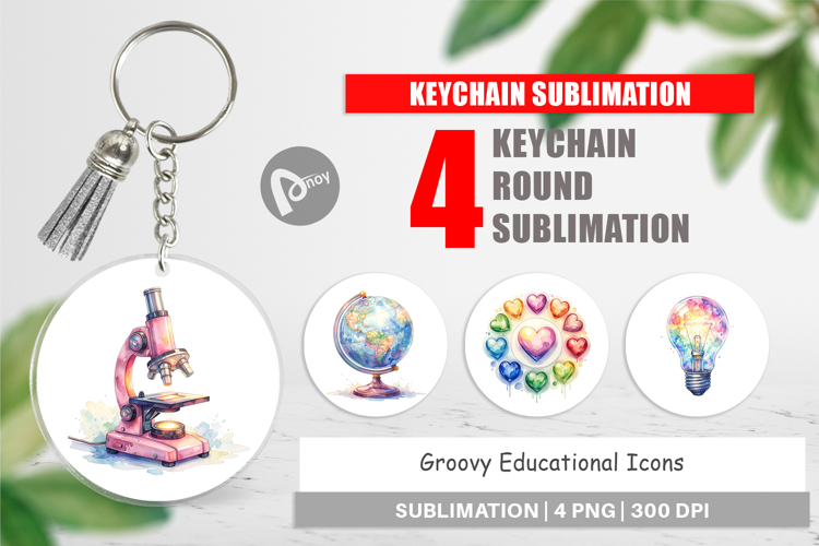 Groovy Educational Icons Keychain