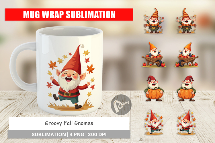 Mug Wrap Groovy Fall Gnomes