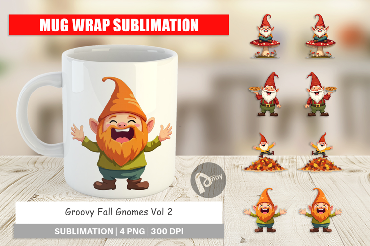 Mug Wrap Groovy Fall Gnomes
