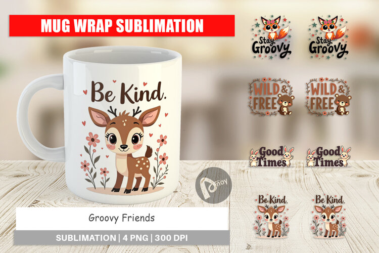 Groovy Friends Mug Wrap example image 1