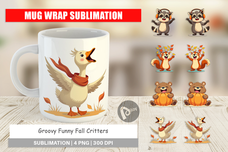 Mug Wrap Groovy Fall Critters