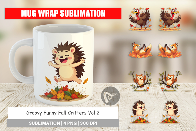 Mug Wrap Groovy Fall Critters